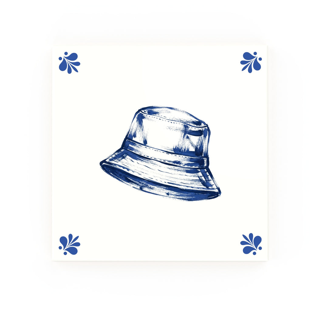 Bucket Hat Delft blue decorative ceramic tile – Modern corner style