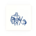 Buff Doge vs. Cheems Delft blue decorative ceramic tile – no corner style