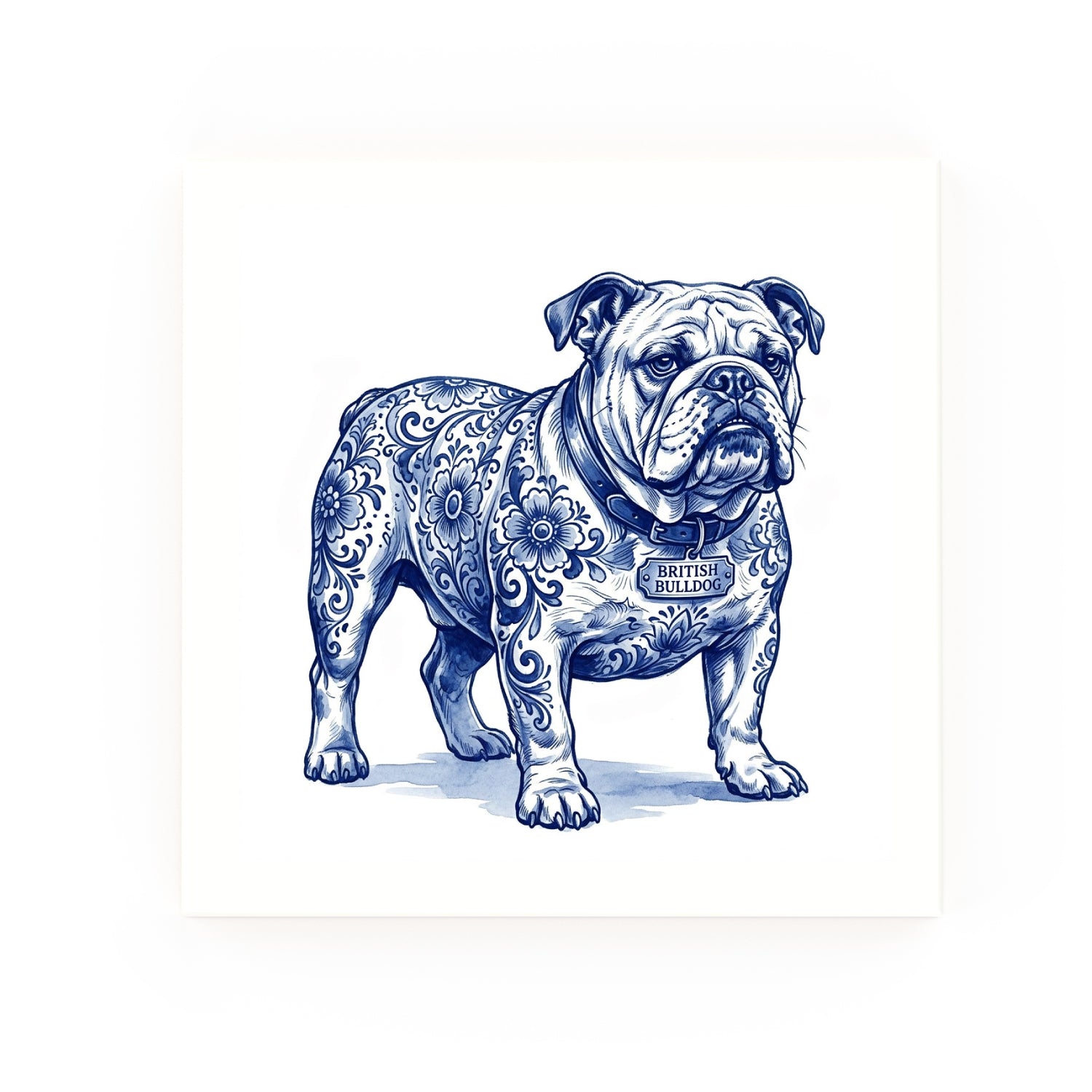 Bulldog Delft blue decorative ceramic tile – no corner style