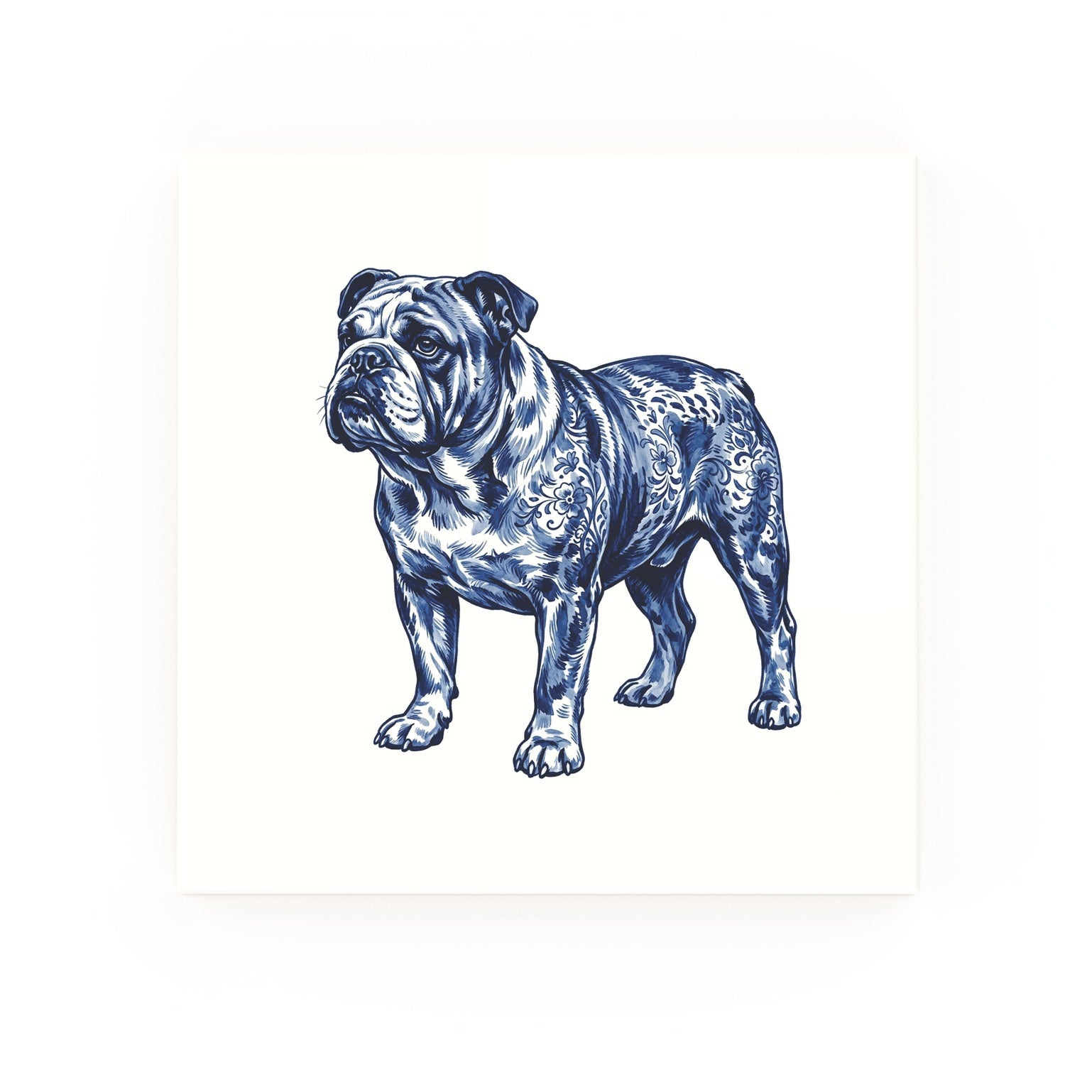 Bulldog Delft blue decorative ceramic tile – no corner style