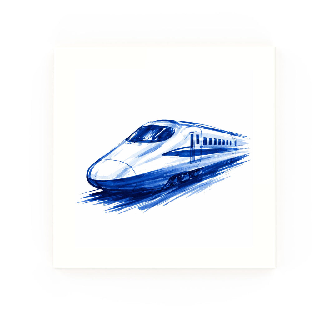 Bullet Train Delft blue decorative ceramic tile – no corner style