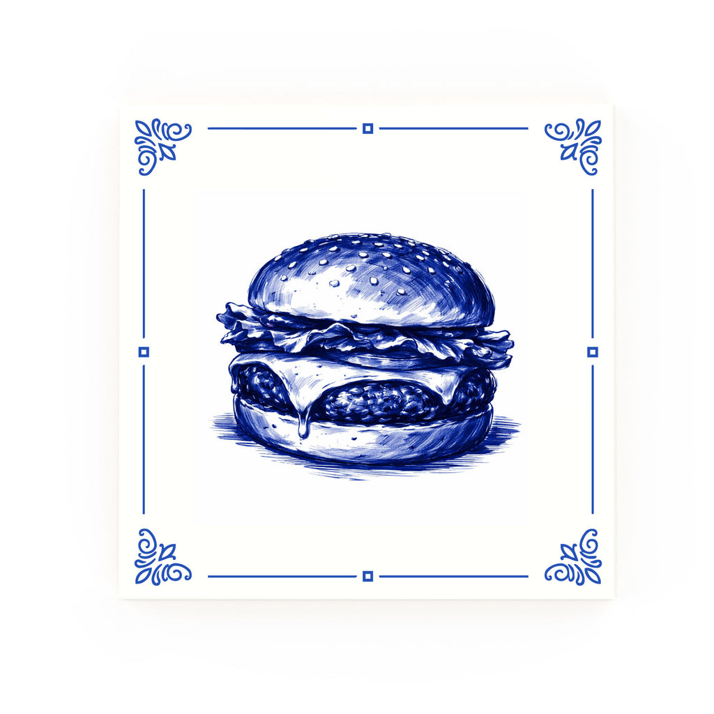 Burger Delft blue decorative ceramic tile – Classic corner style