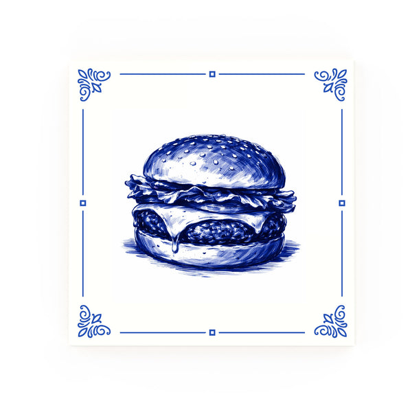Burger Delft blue decorative ceramic tile – Classic corner style