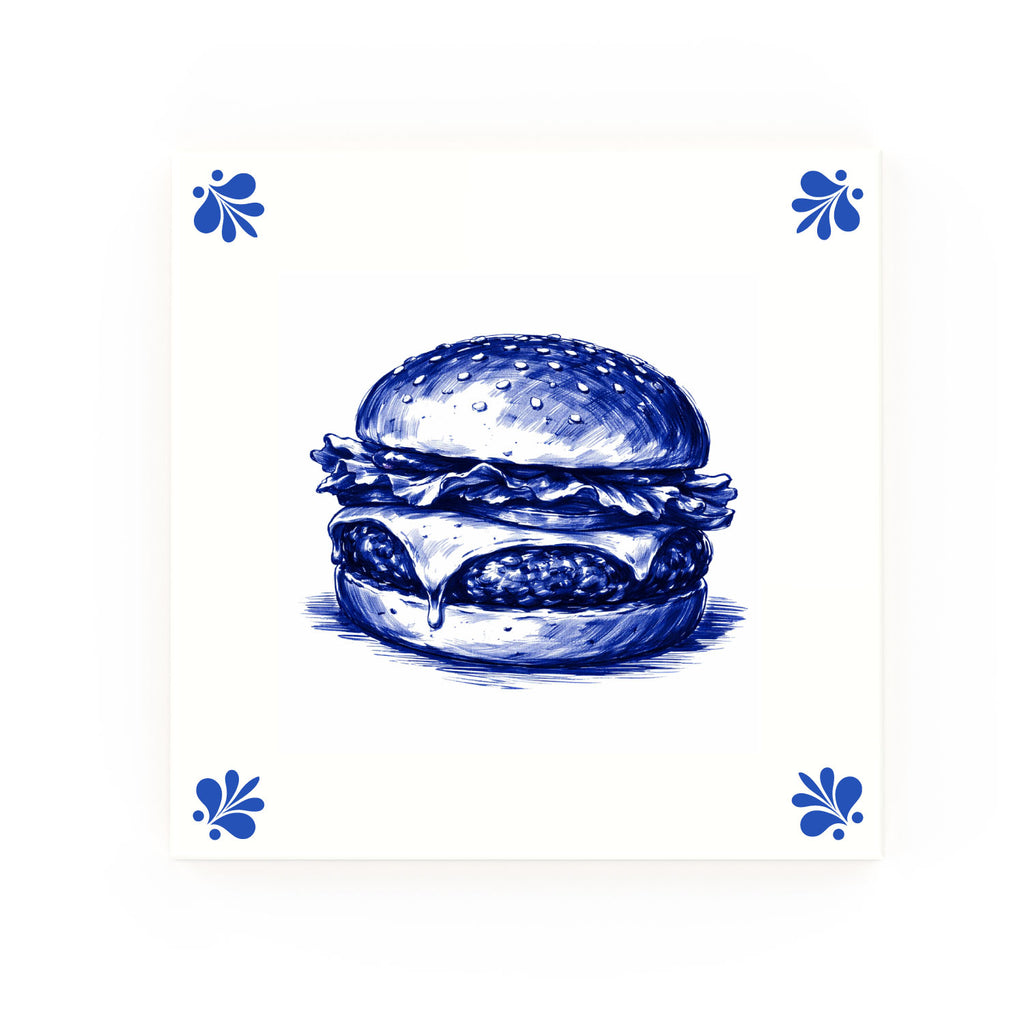 Burger Delft blue decorative ceramic tile – Modern corner style