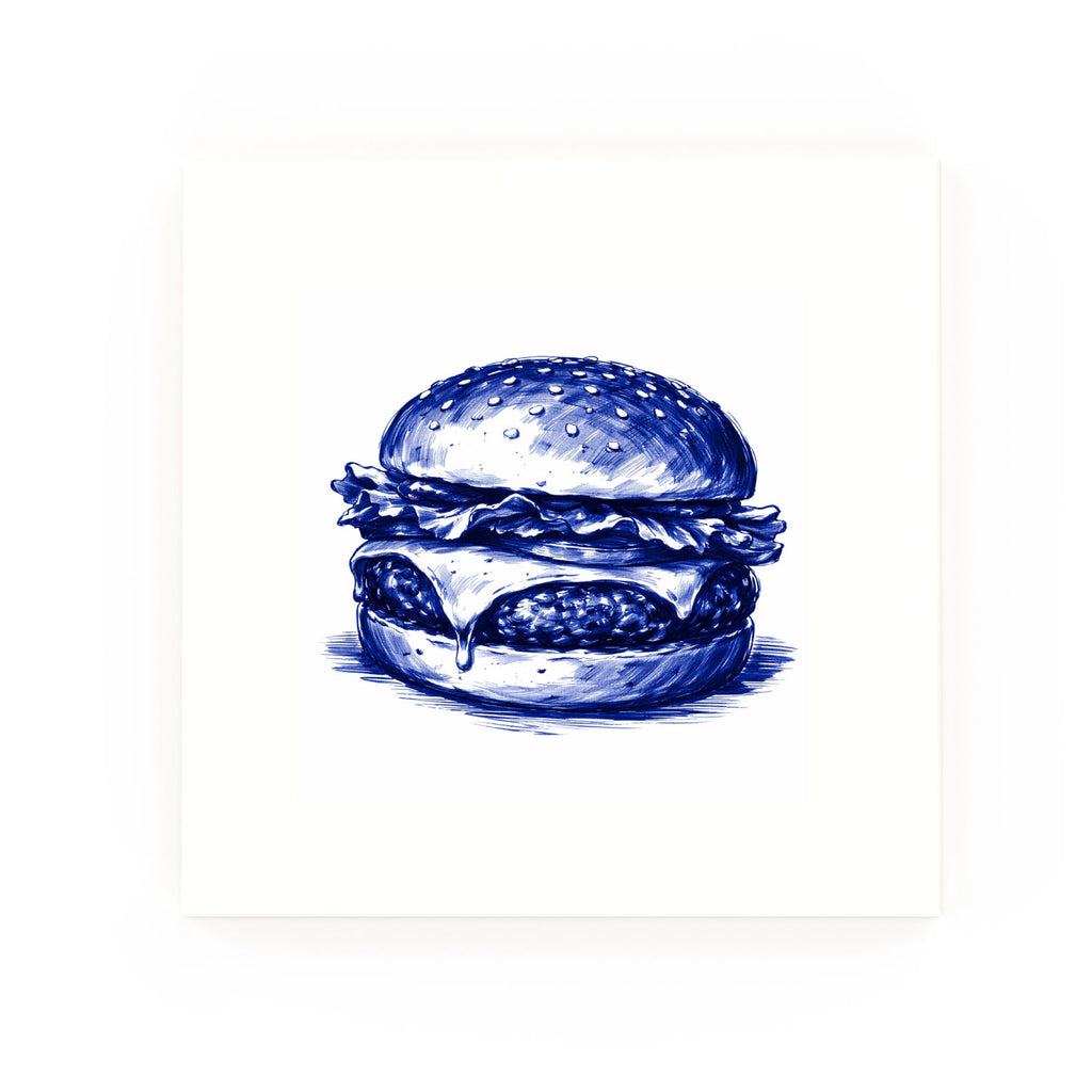 Burger Delft blue decorative ceramic tile – no corner style