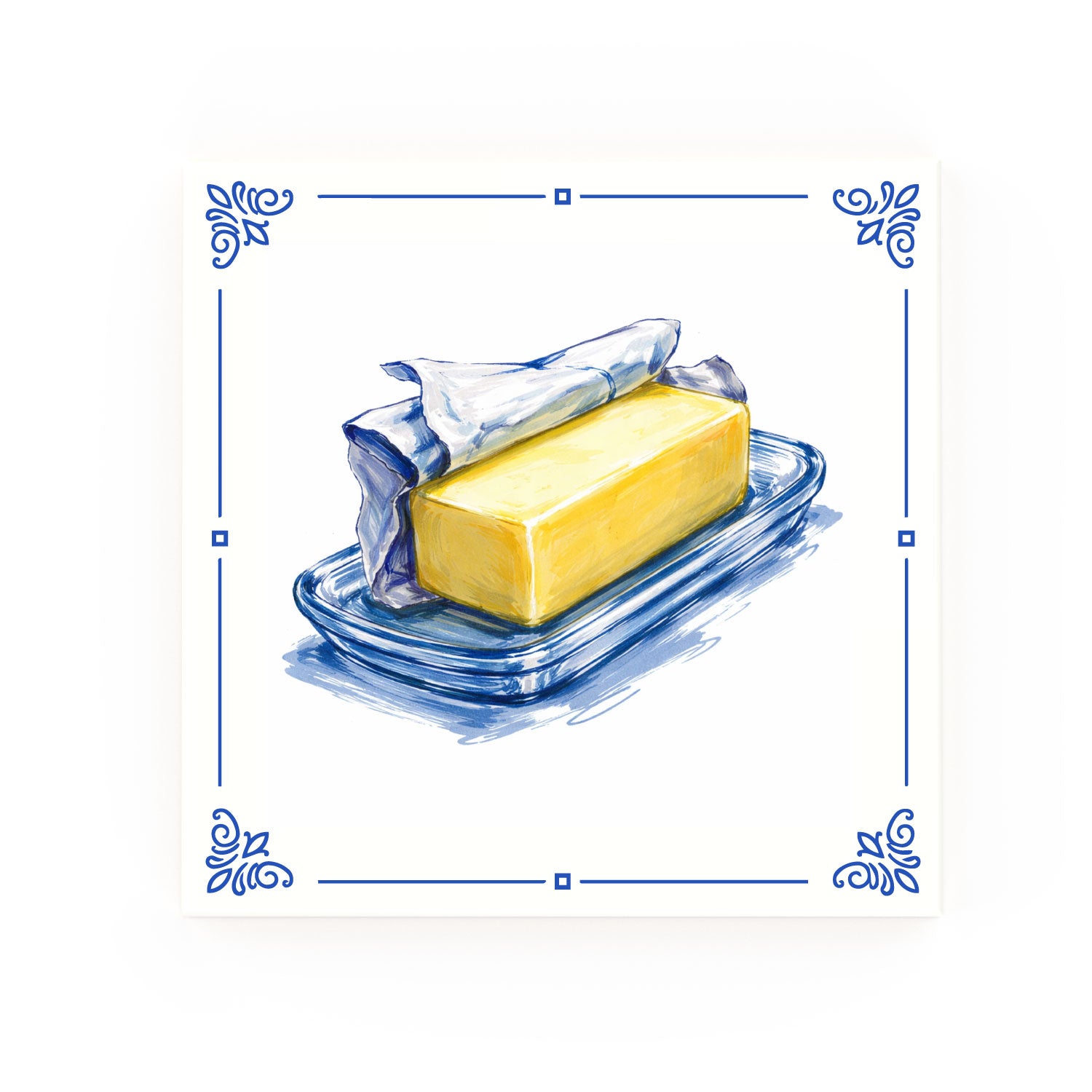 Butter Delft blue decorative ceramic tile – Classic corner style