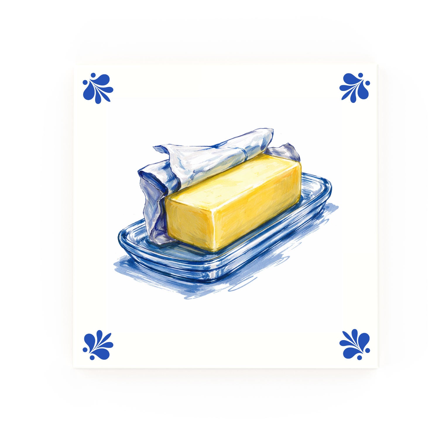 Butter Delft blue decorative ceramic tile – Modern corner style