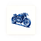 Cafe Racer Motorcycle Delft blue decorative ceramic tile – no corner style