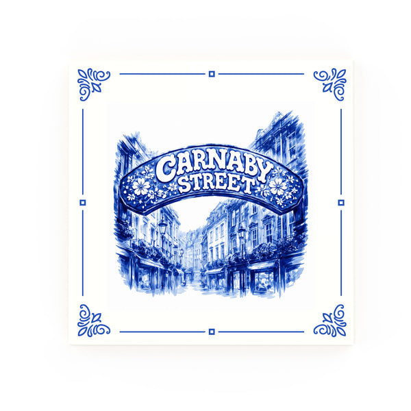 Carnaby Street Delft blue decorative ceramic tile – Classic corner style