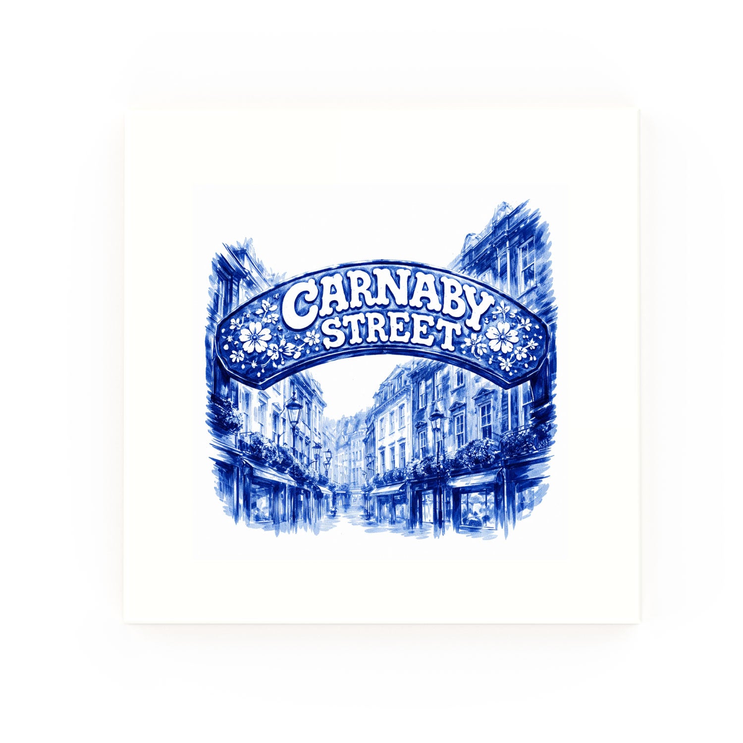 Carnaby Street Delft blue decorative ceramic tile – no corner style