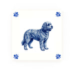 Cavapoo Delft blue decorative ceramic tile – Modern corner style