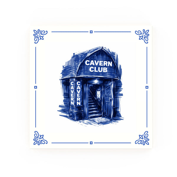 Cavern Club decorative Delft blue ceramic tile – Classic corners
