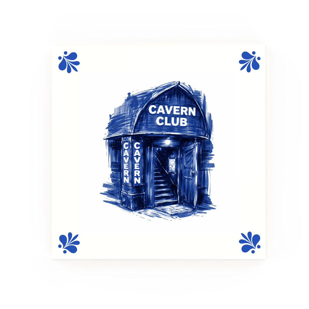 Cavern Club decorative Delft blue ceramic tile – Modern corners