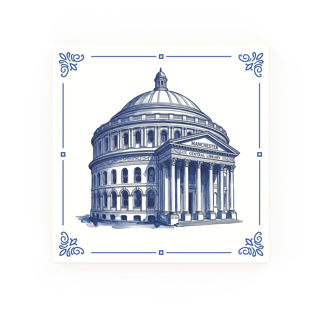 Central Library Delft blue decorative ceramic tile – Classic corner style