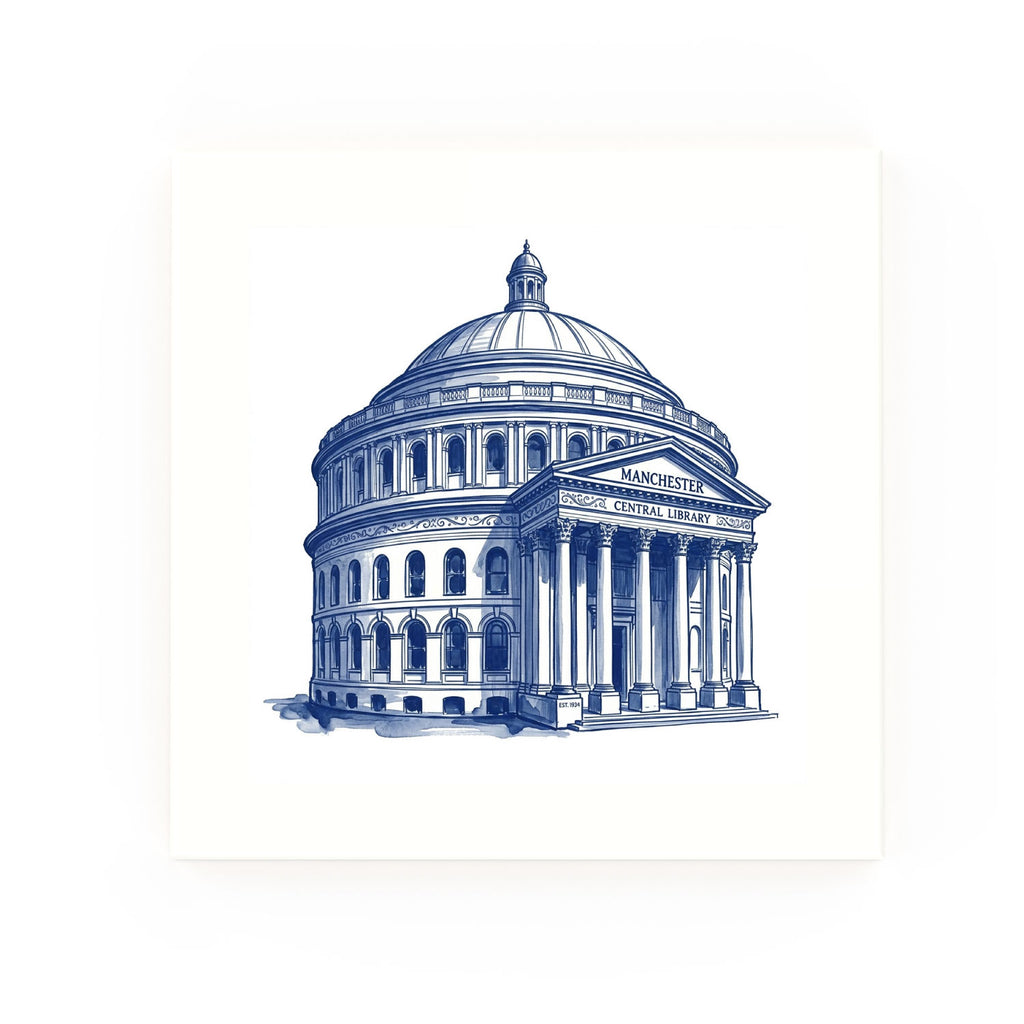 Central Library Delft blue decorative ceramic tile – no corner style