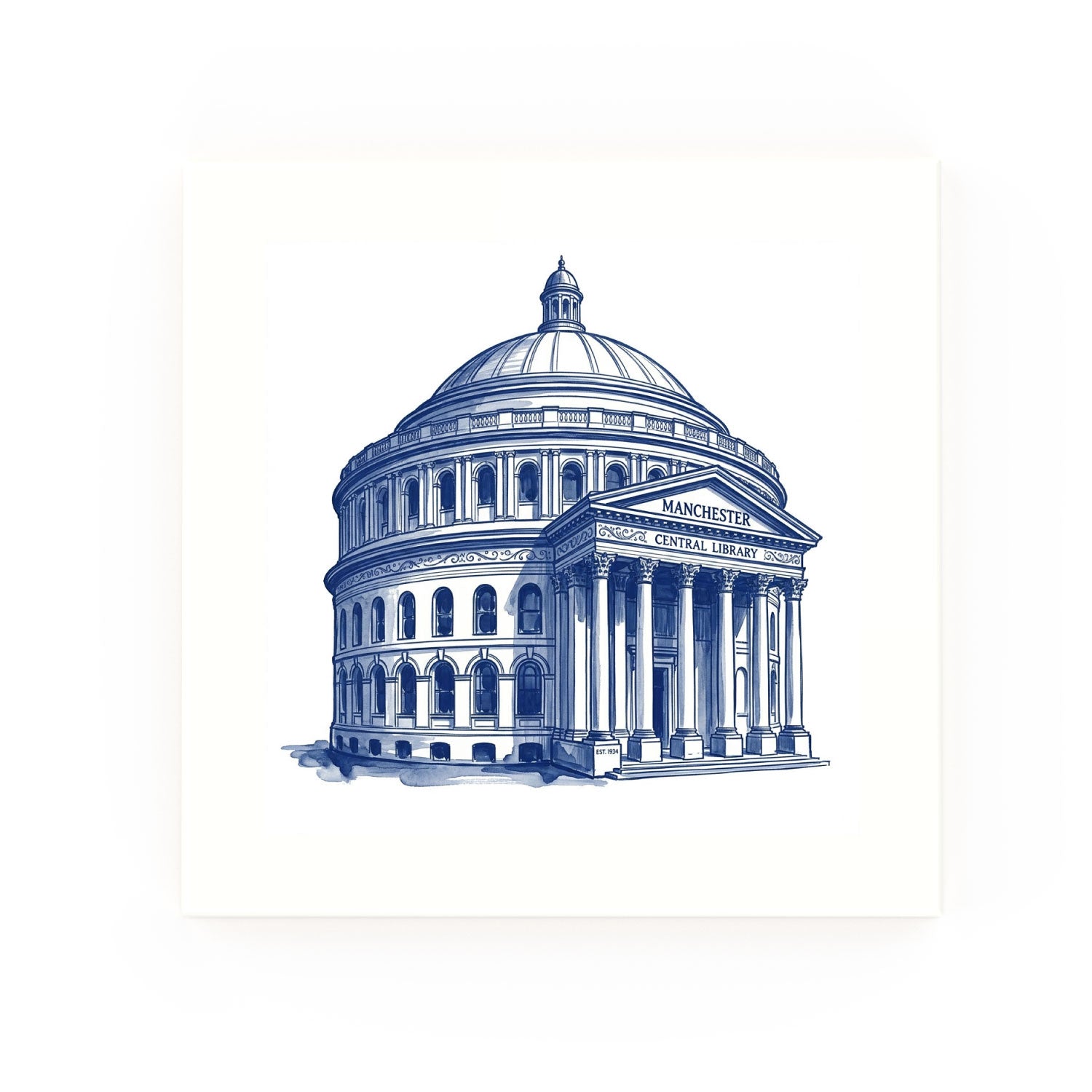 Central Library Delft blue decorative ceramic tile – no corner style
