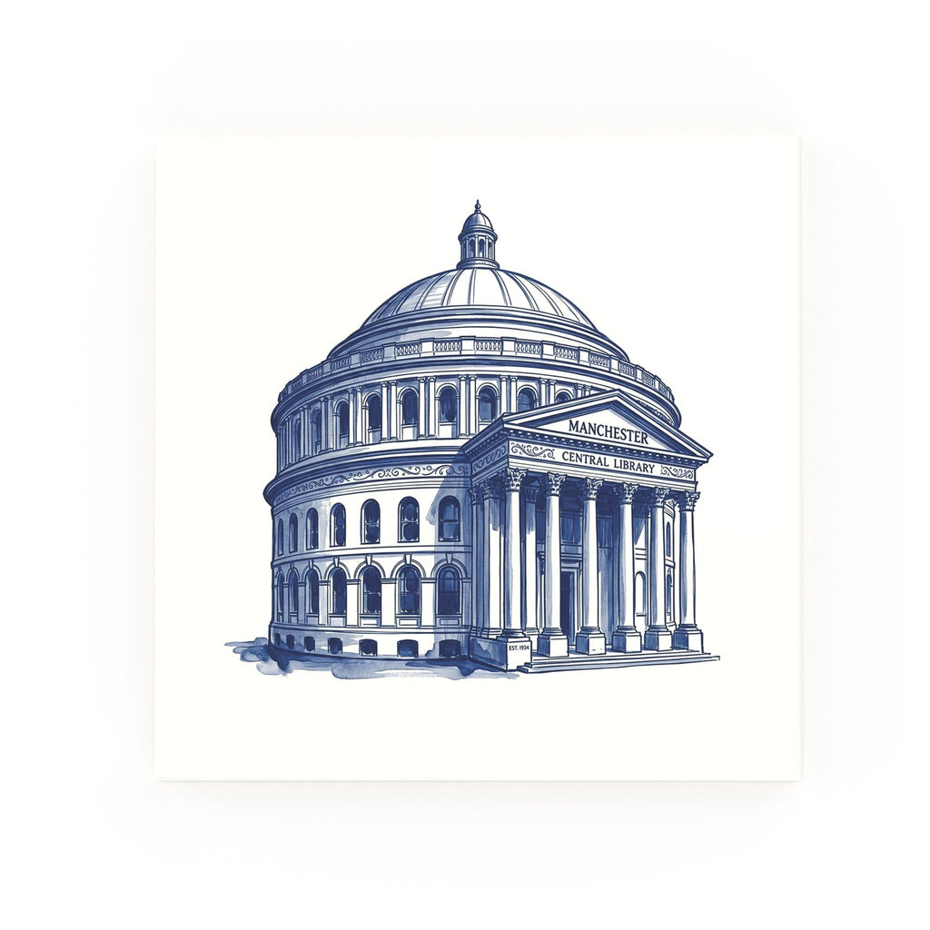 Central Library Delft blue decorative ceramic tile – no corner style