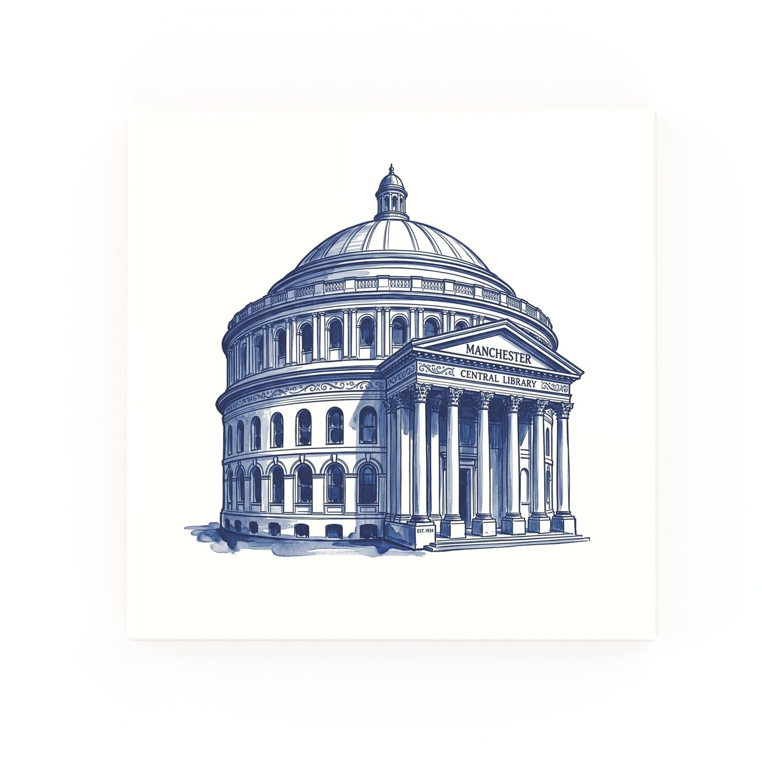 Central Library Delft blue decorative ceramic tile – no corner style