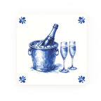 Champagne Glass Delft blue decorative ceramic tile – Modern corner style