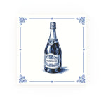 Champagne bottle Delft blue decorative ceramic tile – Classic corner style