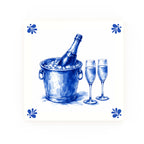 Champagne Glass Delft blue decorative ceramic tile – Modern corner style