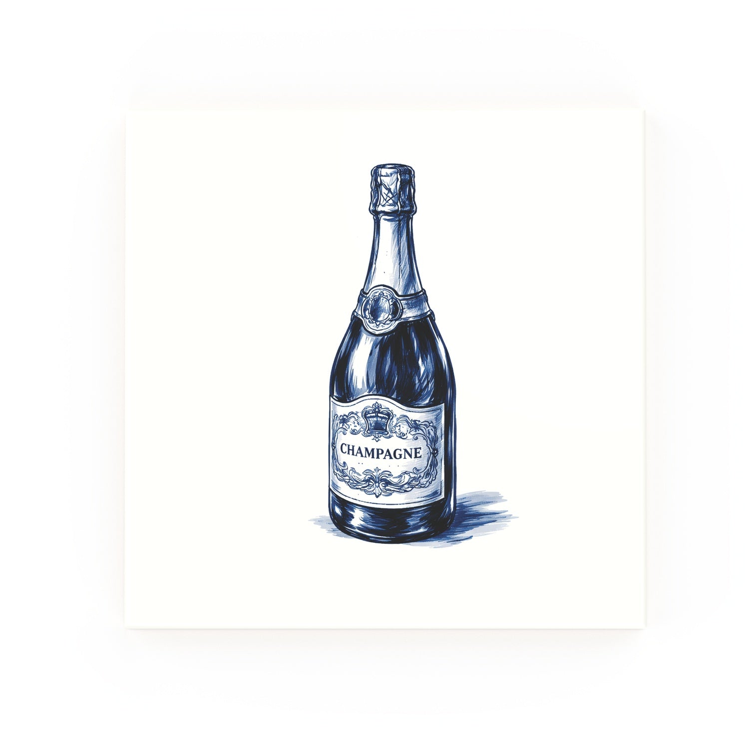 Champagne bottle Delft blue decorative ceramic tile – no corner style