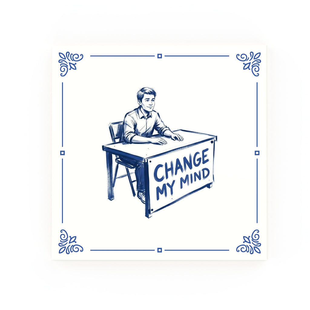 Change My Mind Delft blue decorative ceramic tile – Classic corner style
