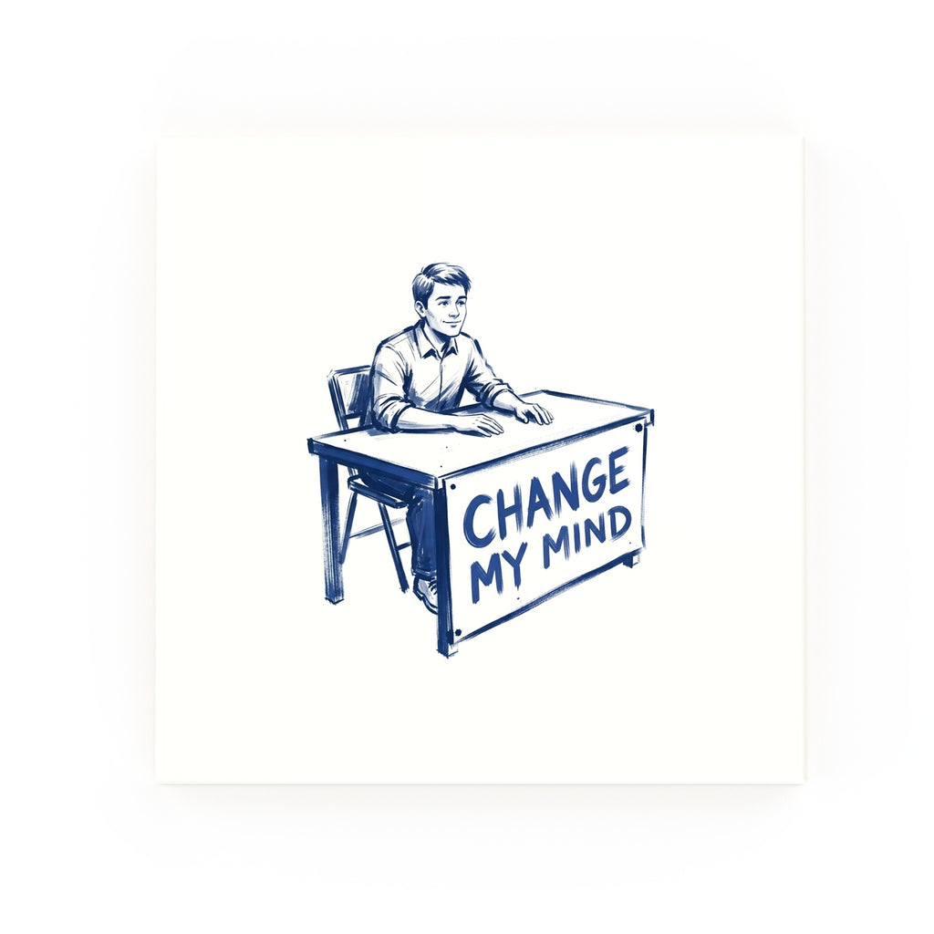 Change My Mind Delft blue decorative ceramic tile – no corner style