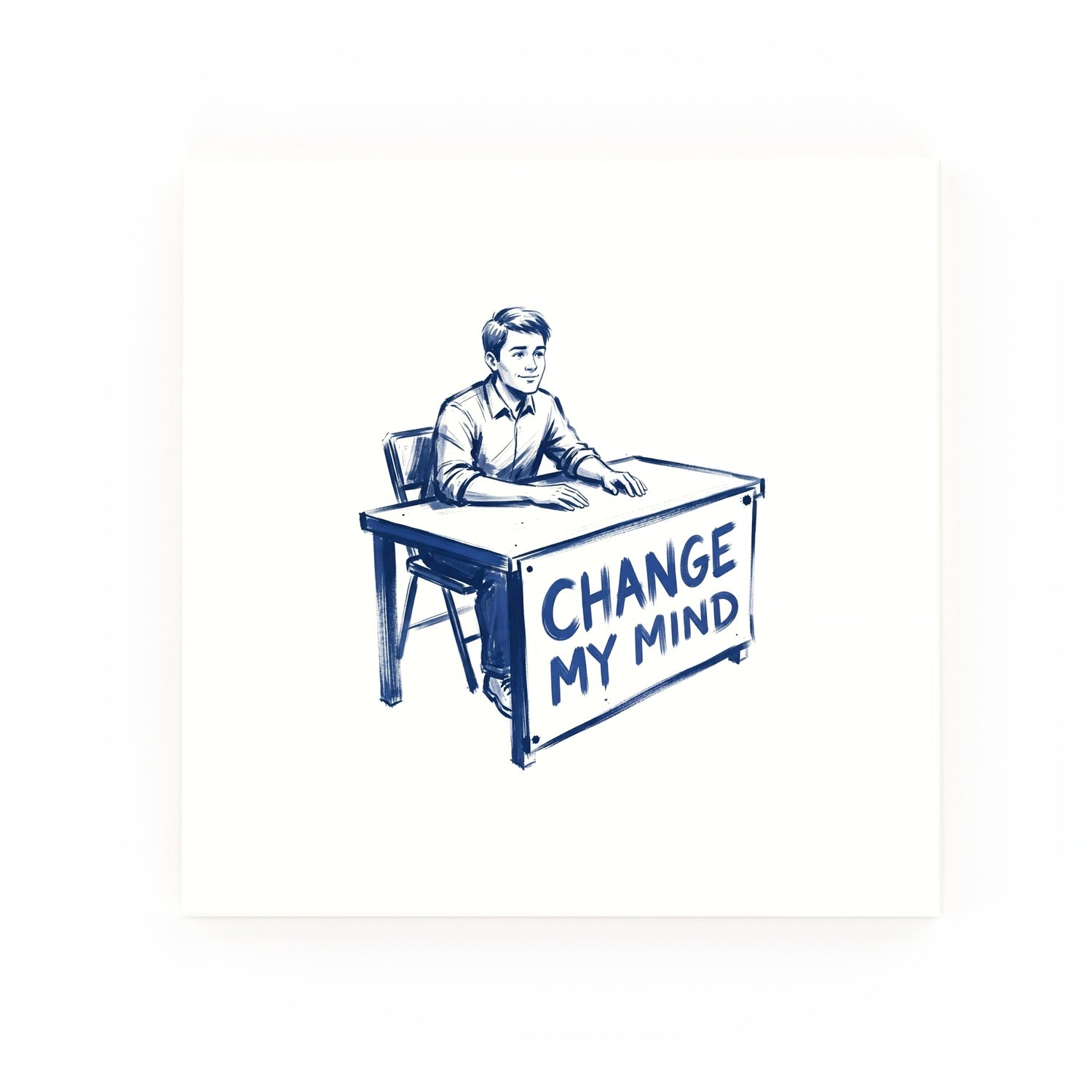Change My Mind Delft blue decorative ceramic tile – no corner style