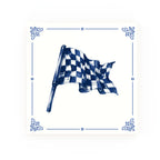 Chequered Flag Delft blue decorative ceramic tile – Classic corner style