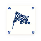 Chequered Flag Delft blue decorative ceramic tile – Modern corner style