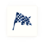 Chequered Flag Delft blue decorative ceramic tile – no corner style