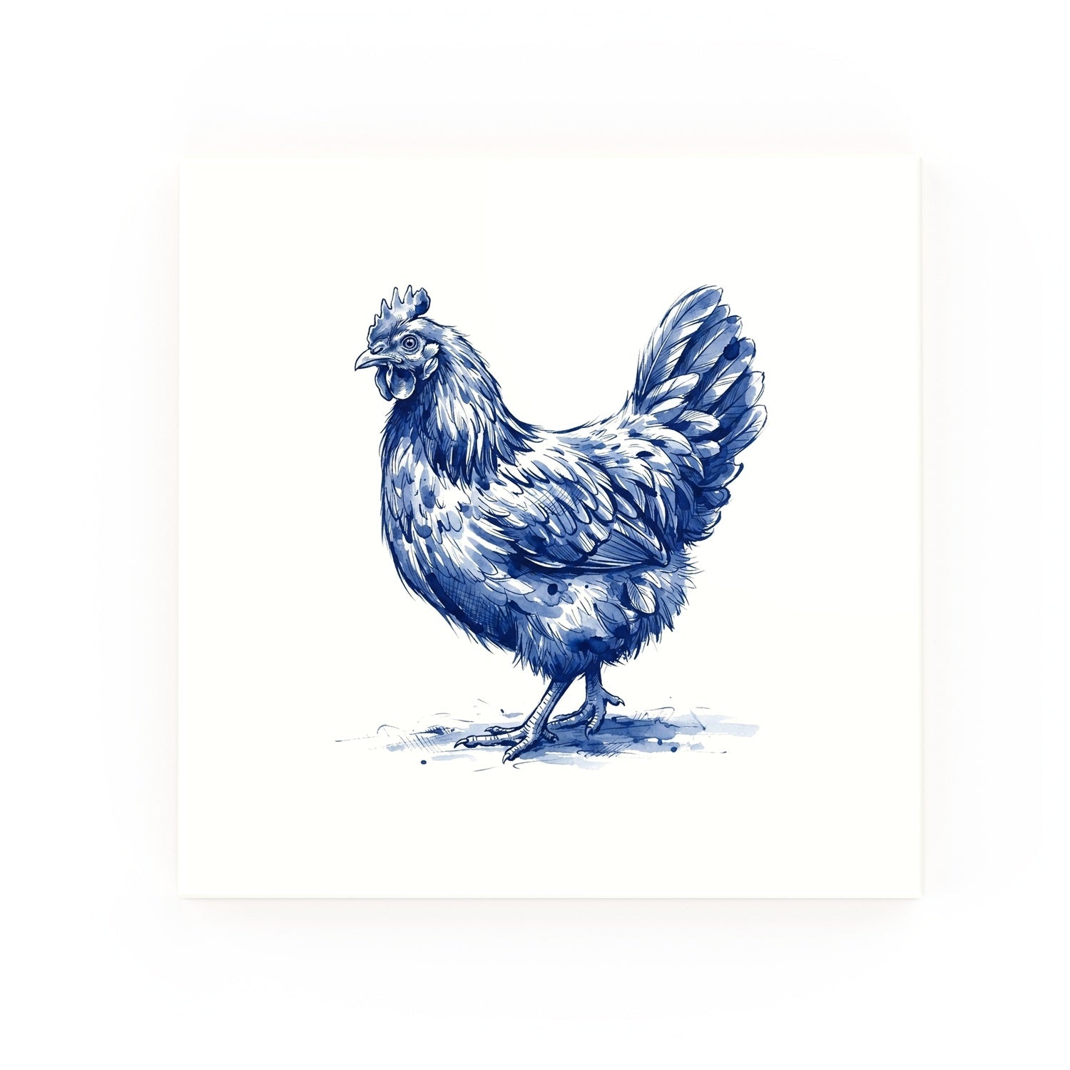 Chicken Delft blue decorative ceramic tile – no corner style