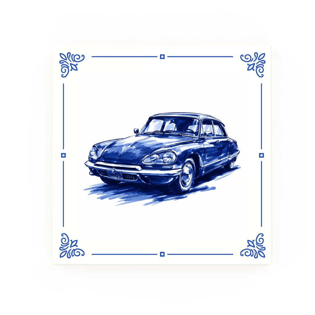 Citroën DS Delft blue decorative ceramic tile – Classic corner style