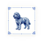 Cockapoo Delft blue decorative ceramic tile – Classic corner style
