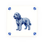 Cockapoo Delft blue decorative ceramic tile – Modern corner style