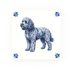Cockapoo Delft blue decorative ceramic tile – Modern corner style