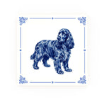Cocker Spaniel Delft blue decorative ceramic tile – Classic corner style