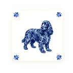 Cocker Spaniel Delft blue decorative ceramic tile – Modern corner style