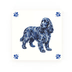 Cocker Spaniel Delft blue decorative ceramic tile – Modern corner style