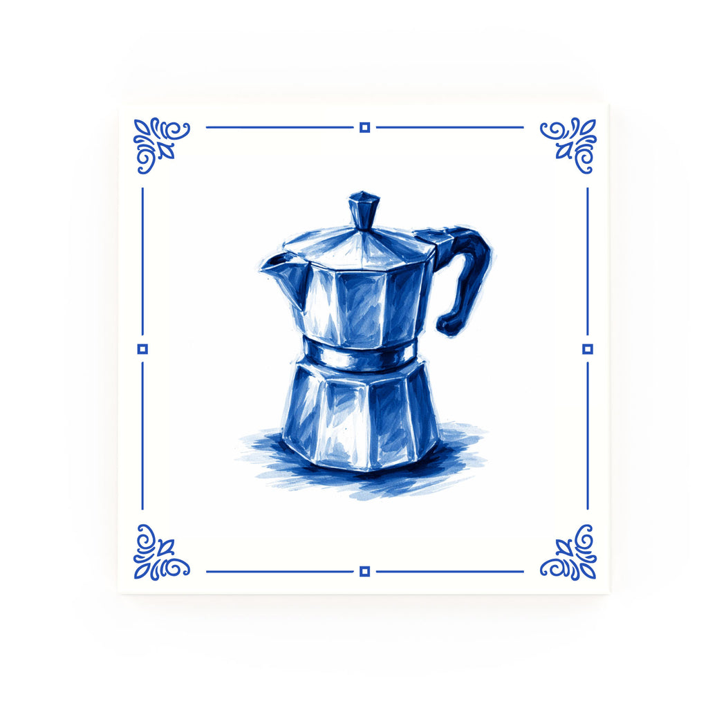 Coffee Pot Delft blue decorative ceramic tile – Classic corner style