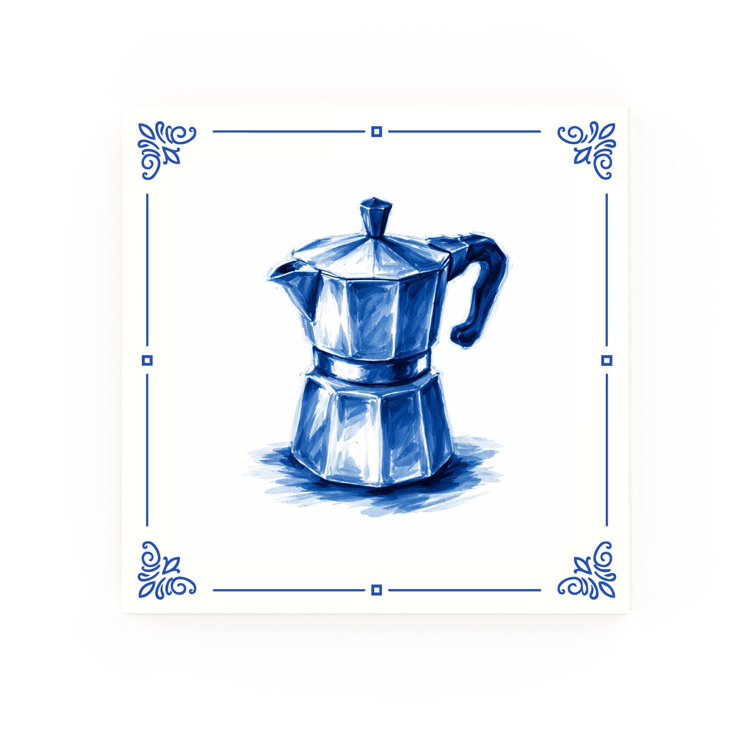 Coffee Pot Delft blue decorative ceramic tile – Classic corner style