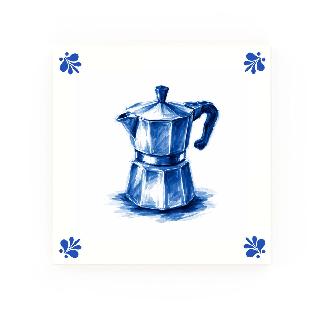 Coffee Pot Delft blue decorative ceramic tile – Modern corner style