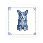 Corgipoo Delft blue decorative ceramic tile – Classic corner style