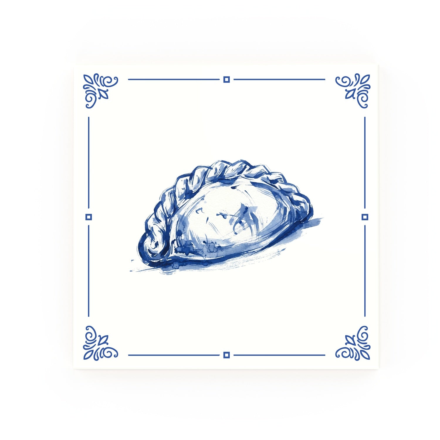 Cornish Pasty Delft blue decorative ceramic tile – Classic corner style