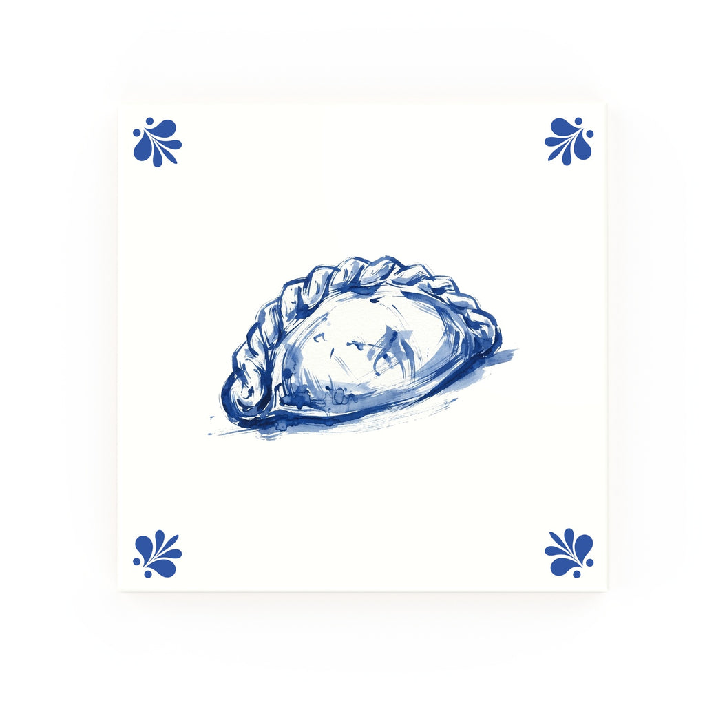Cornish Pasty Delft blue decorative ceramic tile – Modern corner style
