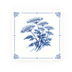 Cow Parsley Delft blue decorative ceramic tile – Classic corner style