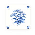 Cow Parsley Delft blue decorative ceramic tile – Modern corner style