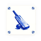 Cricket Bat Delft blue decorative ceramic tile – Modern corner style