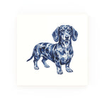 Dachshund Delft blue decorative ceramic tile – no corner style
